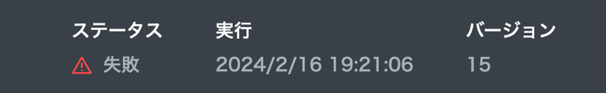 テスト結果のステータスが「失敗」になっている